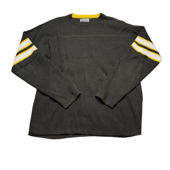 🖤💛 Vintage Aeropostale Black Yellow Stripe Crewneck Sweater Men’s M 🧥 - Picture 1 of 4
